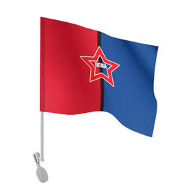 Флаг для автомобиля с принтом ЦСКА в Новосибирске, 100% полиэстер | Размер: 30*21 см | премьер лига | рфпл | футбол | цска