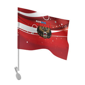 Флаг для автомобиля с принтом Rus big red maсhine в Новосибирске, 100% полиэстер | Размер: 30*21 см | red maсhine | красная машина | сборная россии | хоккей