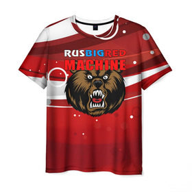Мужская футболка 3D с принтом Rus big red maсhine в Новосибирске, 100% полиэфир | прямой крой, круглый вырез горловины, длина до линии бедер | red maсhine | красная машина | сборная россии | хоккей