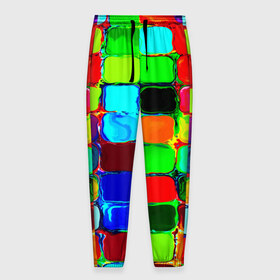 Мужские брюки 3D с принтом Кубики в Новосибирске, 100% полиэстер | манжеты по низу, эластичный пояс регулируется шнурком, по бокам два кармана без застежек, внутренняя часть кармана из мелкой сетки | квадрат | краска | кубики | текстуры