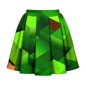 Детская юбка-солнце 3D с принтом Minecraft в Новосибирске, 100% полиэстер | Эластичный пояс, крупные складки | Тематика изображения на принте: green | зеленый