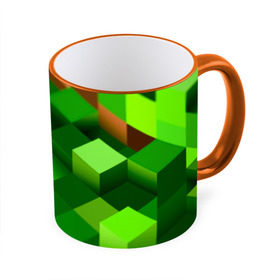 Кружка 3D с принтом Minecraft в Новосибирске, керамика | ёмкость 330 мл | green | зеленый