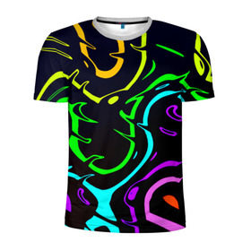 Мужская футболка 3D спортивная с принтом Арт метрика в Новосибирске, 100% полиэстер с улучшенными характеристиками | приталенный силуэт, круглая горловина, широкие плечи, сужается к линии бедра | Тематика изображения на принте: крги на воде | разводы | разноцветный | яркий