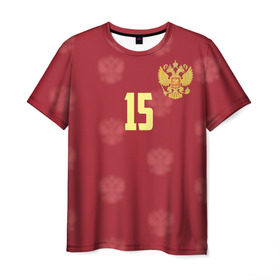 Мужская футболка 3D с принтом Роман Широков в Новосибирске, 100% полиэфир | прямой крой, круглый вырез горловины, длина до линии бедер | Тематика изображения на принте: 15 | shirokov | россия | рф | сборная | футбол | цска