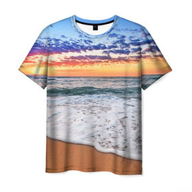 Мужская футболка 3D с принтом Красивый закат в Новосибирске, 100% полиэфир | прямой крой, круглый вырез горловины, длина до линии бедер | sunrise | sunset | волна | жара | закат | зной | красота | лето | море | океан | отдых | пена | песок | пляж | прибой | прилив | природа | рассвет | солнце