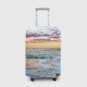 Чехол для чемодана 3D с принтом Sunset в Новосибирске, 86% полиэфир, 14% спандекс | двустороннее нанесение принта, прорези для ручек и колес | закат | море | океан | пляж | рассвет | солнце