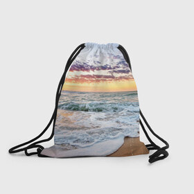 Рюкзак-мешок 3D с принтом Sunset в Новосибирске, 100% полиэстер | плотность ткани — 200 г/м2, размер — 35 х 45 см; лямки — толстые шнурки, застежка на шнуровке, без карманов и подкладки | закат | море | океан | пляж | рассвет | солнце