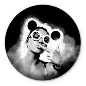 Коврик круглый с принтом Девушка в очках в Новосибирске, резина и полиэстер | круглая форма, изображение наносится на всю лицевую часть | girl | hot | swag | девочки | девушки | очки | сваг | свег