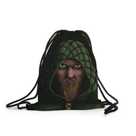 Рюкзак-мешок 3D с принтом Зеленая Стрела в Новосибирске, 100% полиэстер | плотность ткани — 200 г/м2, размер — 35 х 45 см; лямки — толстые шнурки, застежка на шнуровке, без карманов и подкладки | arrow | green | зеленая | стрела