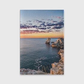 Обложка для паспорта матовая кожа с принтом Эпичный закат в Новосибирске, натуральная матовая кожа | размер 19,3 х 13,7 см; прозрачные пластиковые крепления | Тематика изображения на принте: закат | море | облака | океан | рассвет | скалы