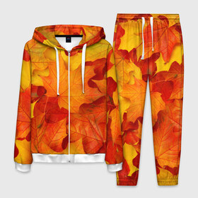 Мужской костюм 3D с принтом Кленовые листья в Новосибирске, 100% полиэстер | Манжеты и пояс оформлены тканевой резинкой, двухслойный капюшон со шнурком для регулировки, карманы спереди | дары осени | жёлтый | золотой | клён | краски | красный | красота | листва | листья | наряд | оранжевый | осень | покров | природа