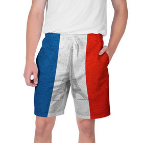 Мужские шорты 3D с принтом Франция в Новосибирске,  полиэстер 100% | прямой крой, два кармана без застежек по бокам. Мягкая трикотажная резинка на поясе, внутри которой широкие завязки. Длина чуть выше колен | Тематика изображения на принте: country | france | государство | страна | флаг | флаги | франция