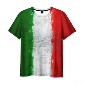 Мужская футболка 3D с принтом Италия в Новосибирске, 100% полиэфир | прямой крой, круглый вырез горловины, длина до линии бедер | Тематика изображения на принте: country | italy | государство | италия | страна | флаг | флаги