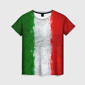 Женская футболка 3D с принтом Италия в Новосибирске, 100% полиэфир ( синтетическое хлопкоподобное полотно) | прямой крой, круглый вырез горловины, длина до линии бедер | country | italy | государство | италия | страна | флаг | флаги