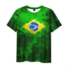 Мужская футболка 3D с принтом Бразилия в Новосибирске, 100% полиэфир | прямой крой, круглый вырез горловины, длина до линии бедер | brazil | country | бразилия | государство | страна | флаг | флаги