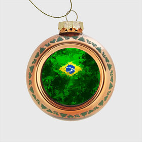 Стеклянный ёлочный шар с принтом Бразилия в Новосибирске, Стекло | Диаметр: 80 мм | brazil | country | бразилия | государство | страна | флаг | флаги