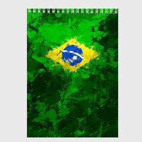 Скетчбук с принтом Бразилия в Новосибирске, 100% бумага
 | 48 листов, плотность листов — 100 г/м2, плотность картонной обложки — 250 г/м2. Листы скреплены сверху удобной пружинной спиралью | brazil | country | бразилия | государство | страна | флаг | флаги
