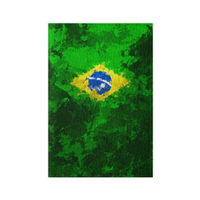 Обложка для паспорта матовая кожа с принтом Бразилия в Новосибирске, натуральная матовая кожа | размер 19,3 х 13,7 см; прозрачные пластиковые крепления | Тематика изображения на принте: brazil | country | бразилия | государство | страна | флаг | флаги