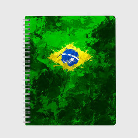 Тетрадь с принтом Бразилия в Новосибирске, 100% бумага | 48 листов, плотность листов — 60 г/м2, плотность картонной обложки — 250 г/м2. Листы скреплены сбоку удобной пружинной спиралью. Уголки страниц и обложки скругленные. Цвет линий — светло-серый
 | brazil | country | бразилия | государство | страна | флаг | флаги