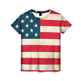 Женская футболка 3D с принтом США в Новосибирске, 100% полиэфир ( синтетическое хлопкоподобное полотно) | прямой крой, круглый вырез горловины, длина до линии бедер | country | usa | америка | государство | соединённые штаты америки | страна | флаг | флаги | штаты