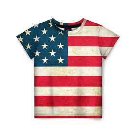 Детская футболка 3D с принтом США в Новосибирске, 100% гипоаллергенный полиэфир | прямой крой, круглый вырез горловины, длина до линии бедер, чуть спущенное плечо, ткань немного тянется | country | usa | америка | государство | соединённые штаты америки | страна | флаг | флаги | штаты