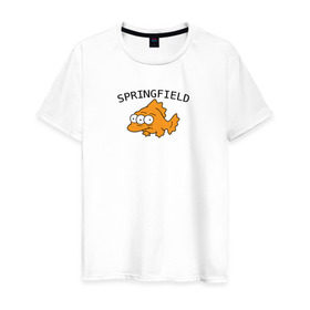 Мужская футболка хлопок с принтом Спрингфилд | Springfield в Новосибирске, 100% хлопок | прямой крой, круглый вырез горловины, длина до линии бедер, слегка спущенное плечо. | springfield | the simpsons | симпсоны | спрингфилд