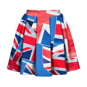 Детская юбка-солнце 3D с принтом Британские флаги в Новосибирске, 100% полиэстер | Эластичный пояс, крупные складки | англия | британия | великобритания