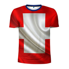 Мужская футболка 3D спортивная с принтом Швейцария в Новосибирске, 100% полиэстер с улучшенными характеристиками | приталенный силуэт, круглая горловина, широкие плечи, сужается к линии бедра | альпы | гордость | флаг