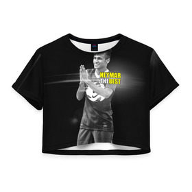 Женская футболка 3D укороченная с принтом Neymar the best в Новосибирске, 100% полиэстер | круглая горловина, длина футболки до линии талии, рукава с отворотами | barselona | neymar | барселона | лучший | неймар | футбол