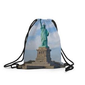 Рюкзак-мешок 3D с принтом Статуя свободы в Новосибирске, 100% полиэстер | плотность ткани — 200 г/м2, размер — 35 х 45 см; лямки — толстые шнурки, застежка на шнуровке, без карманов и подкладки | америка | сша