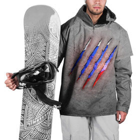 Накидка на куртку 3D с принтом Русский изнутри в Новосибирске, 100% полиэстер |  | patriot | russia | искры | металл | патриот | россия | русский | сталь | триколор | флаг | царапина