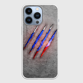 Чехол для iPhone 13 Pro с принтом Русский изнутри в Новосибирске,  |  | patriot | russia | искры | металл | патриот | россия | русский | сталь | триколор | флаг | царапина