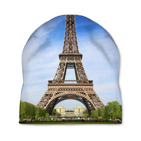 Шапка 3D с принтом Эйфелева башня в Новосибирске, 100% полиэстер | универсальный размер, печать по всей поверхности изделия | Тематика изображения на принте: france | франция | эфелева