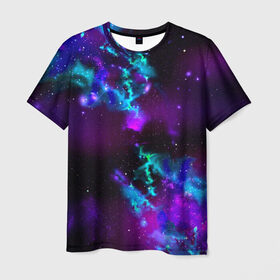 Мужская футболка 3D с принтом Звездное небо в Новосибирске, 100% полиэфир | прямой крой, круглый вырез горловины, длина до линии бедер | вселенная | галактика | звезды | планеты | туманность
