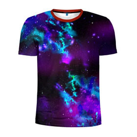 Мужская футболка 3D спортивная с принтом Звездное небо в Новосибирске, 100% полиэстер с улучшенными характеристиками | приталенный силуэт, круглая горловина, широкие плечи, сужается к линии бедра | вселенная | галактика | звезды | планеты | туманность