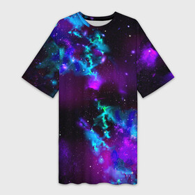 Платье-футболка 3D с принтом Звездное небо в Новосибирске,  |  | вселенная | галактика | звезды | планеты | туманность