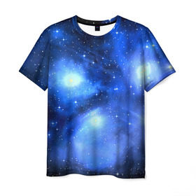 Мужская футболка 3D с принтом Космос в Новосибирске, 100% полиэфир | прямой крой, круглый вырез горловины, длина до линии бедер | вселенная | галактика | звезды | планеты | туманность
