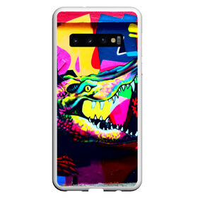 Чехол для Samsung Galaxy S10 с принтом Крокодил в Новосибирске, Силикон | Область печати: задняя сторона чехла, без боковых панелей | Тематика изображения на принте: цветной | яркий