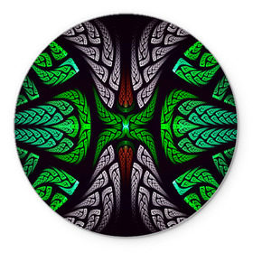Коврик круглый с принтом Трайбл в Новосибирске, резина и полиэстер | круглая форма, изображение наносится на всю лицевую часть | Тематика изображения на принте: зелёный | паттерн | текстура | цветной