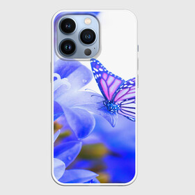 Чехол для iPhone 13 Pro с принтом Бабочки в Новосибирске,  |  | бабочки | красота | природа | синяя | цветы