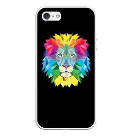 Чехол для Apple iPhone 5/5S силиконовый с принтом Lion color в Новосибирске, Силикон | Область печати: задняя сторона чехла, без боковых панелей | lion | голова животного | кот | кошка | лев | цвет
