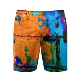 Мужские шорты 3D спортивные с принтом Краска в Новосибирске,  |  | кирпич | мазня | стена | цветной | яркий