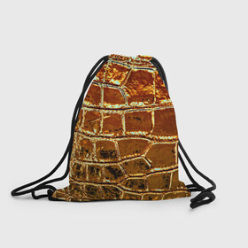 Рюкзак-мешок 3D с принтом Золотая кожа в Новосибирске, 100% полиэстер | плотность ткани — 200 г/м2, размер — 35 х 45 см; лямки — толстые шнурки, застежка на шнуровке, без карманов и подкладки | металлик | текстура