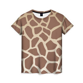 Женская футболка 3D с принтом Жираф в Новосибирске, 100% полиэфир ( синтетическое хлопкоподобное полотно) | прямой крой, круглый вырез горловины, длина до линии бедер | animals | животные | жираф | зверь | полосы
