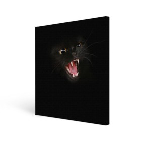 Холст квадратный с принтом Чёрный кот в Новосибирске, 100% ПВХ |  | киска | кот | кошка