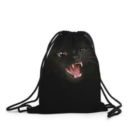 Рюкзак-мешок 3D с принтом Чёрный кот в Новосибирске, 100% полиэстер | плотность ткани — 200 г/м2, размер — 35 х 45 см; лямки — толстые шнурки, застежка на шнуровке, без карманов и подкладки | киска | кот | кошка