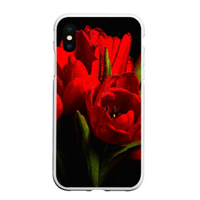 Чехол для iPhone XS Max матовый с принтом Тюльпаны в Новосибирске, Силикон | Область печати: задняя сторона чехла, без боковых панелей | Тематика изображения на принте: букет | красота | поле | природа | тюльпаны | цветы
