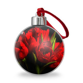 Ёлочный шар с принтом Тюльпаны в Новосибирске, Пластик | Диаметр: 77 мм | букет | красота | поле | природа | тюльпаны | цветы