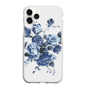 Чехол для iPhone 11 Pro Max матовый с принтом Синие цветы в Новосибирске, Силикон |  | Тематика изображения на принте: розы | синие розы | узор | цветы
