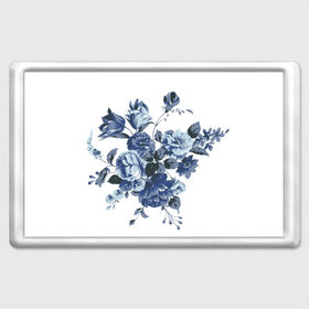 Магнит 45*70 с принтом Синие цветы в Новосибирске, Пластик | Размер: 78*52 мм; Размер печати: 70*45 | розы | синие розы | узор | цветы